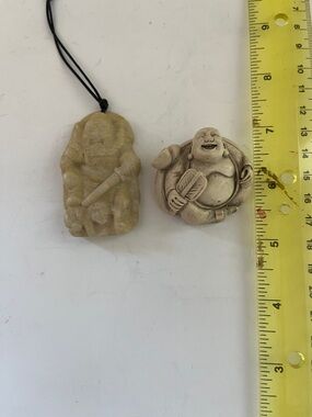 Mini Laughing Buddha Resin Figurine and stone Master Catch Ghost Pendant